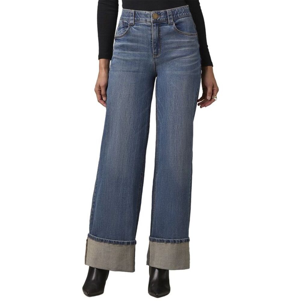 Wit & Wisdom Womens  Mid Blue Artisanal Skyrise Wide Leg Jean, Blue